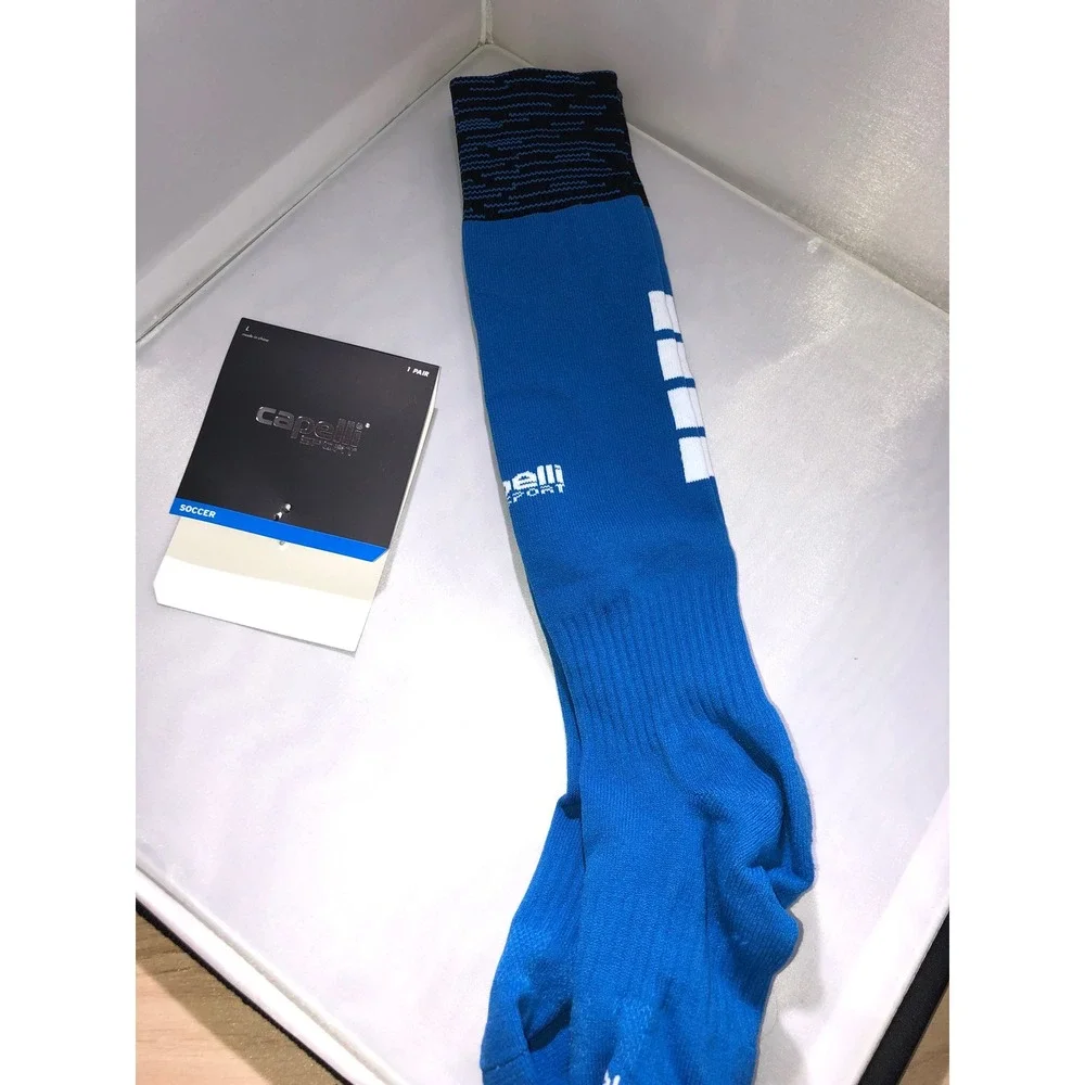 Capelli Sport Marled Match Soccer Socks Blue Black White AGX-2280 Mens Large